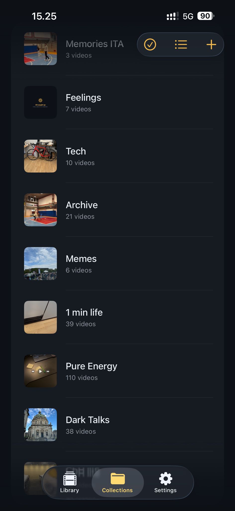 MyFlux collections screen